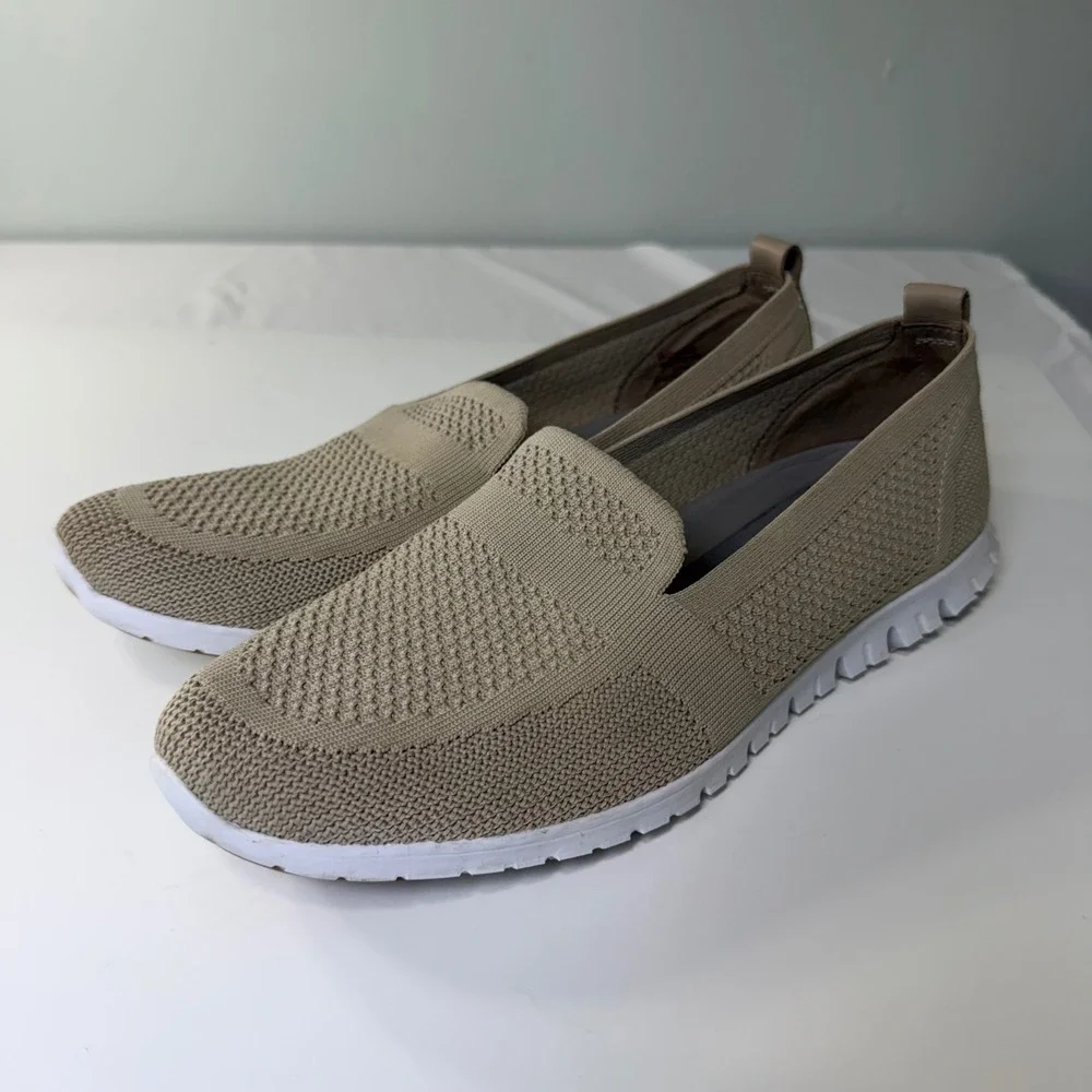 Cole Haan Zerogrand Stitchlite Knit Slip On‎ Sneakers Tan Beige Womens 11B